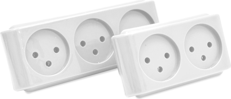 סט מפצלי חשמל 3+2 יציאות בצבע לבן פרקטי דגם T2T3WHITE