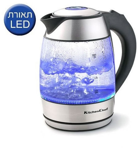 קומקום זכוכית חשמלי 1.8 ליטר KitchenChef קיטשן שף 5230