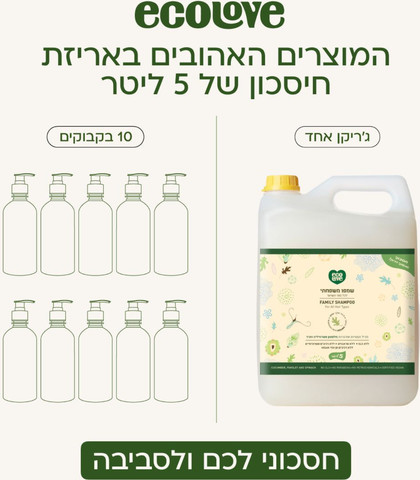 ג'ריקן 5 ליטר מרכך לשיער צבוע ויבש מאוד, פירות סגולים - אקולאב
