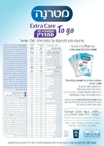 אקסטרה קר מהדרין תרכובת מזון לתינוקות על בסיס חלבי שלב 1 כשרות בד"ץ מארז TO GO