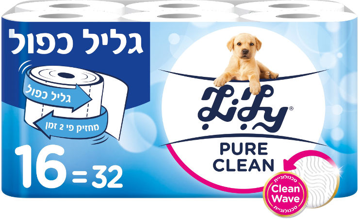 PURE נייר טואלט דו שכבתי לבן גליל כפול