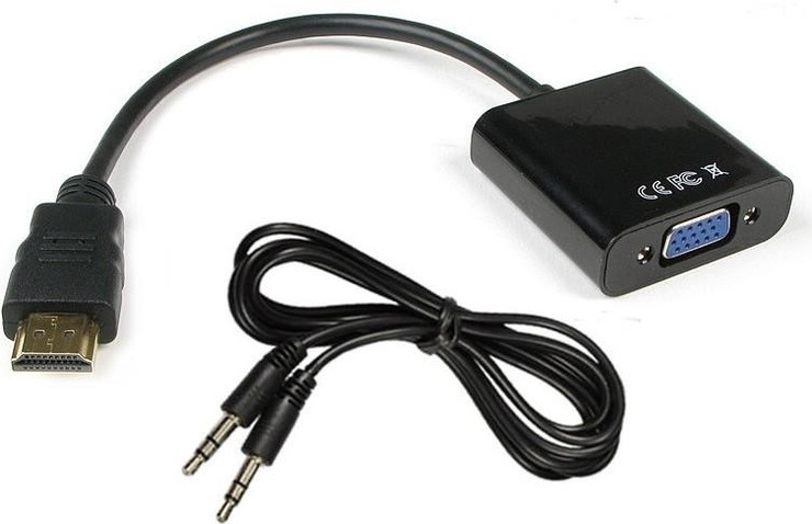 מתאם HDMI ל-VGA עם אודיו (זכר-נקבה) – אורך 20 ס"מ