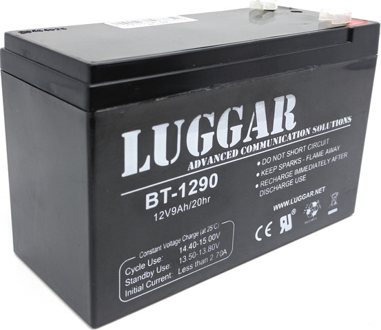 סוללת AGM אטומה Luggar 12V 9Ah – מצבר גיבוי למערכות אבטחה, תקשורת, תאורת חירום וציוד אלקטרוני