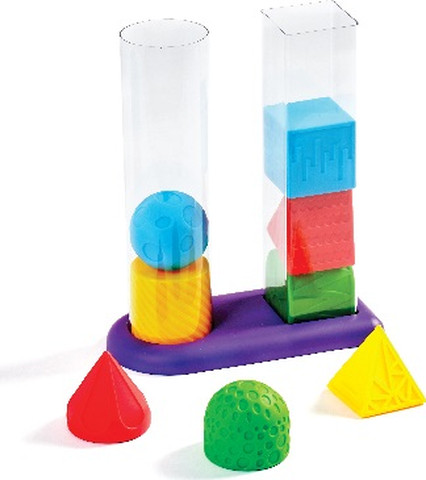 משחק Geostacker לערום ולמיין 8 צורות גאומטריות רכות ו 2 צינורות השחלה