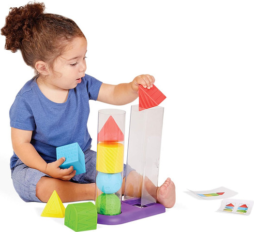 משחק Geostacker לערום ולמיין 8 צורות גאומטריות רכות ו 2 צינורות השחלה