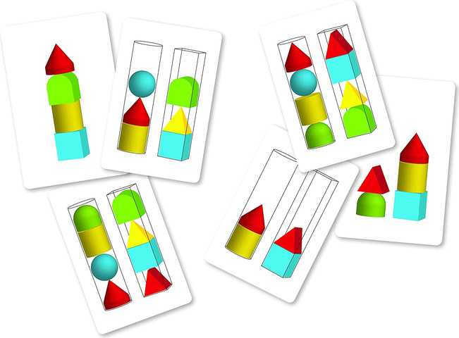 משחק Geostacker לערום ולמיין 8 צורות גאומטריות רכות ו 2 צינורות השחלה