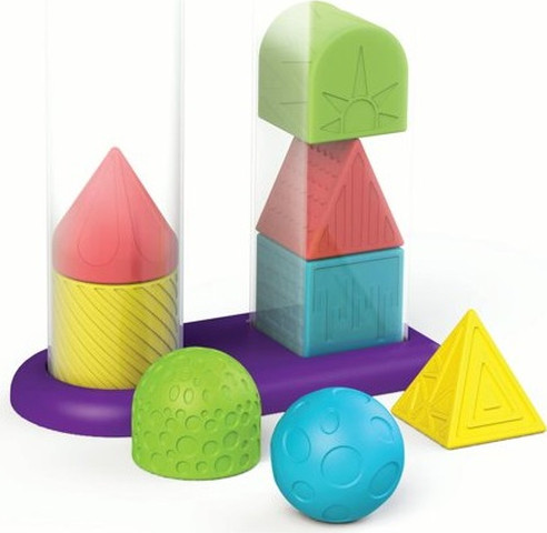 משחק Geostacker לערום ולמיין 8 צורות גאומטריות רכות ו 2 צינורות השחלה