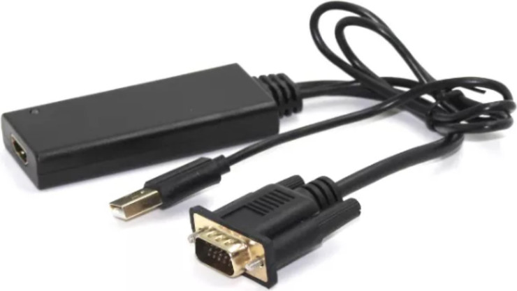 מתאם Gold Touch מ-VGA ל-HDMI עם העברת אודיו ומתח דרך ה-USB