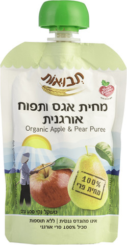 מחית אגס תפוח אורגני
