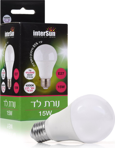 נורת לד 15W הברגה E27 אור לבן טבעי