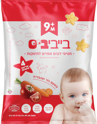 חטיפי דגנים אפויים לתינוקות בטעם גזר ועגבנייה