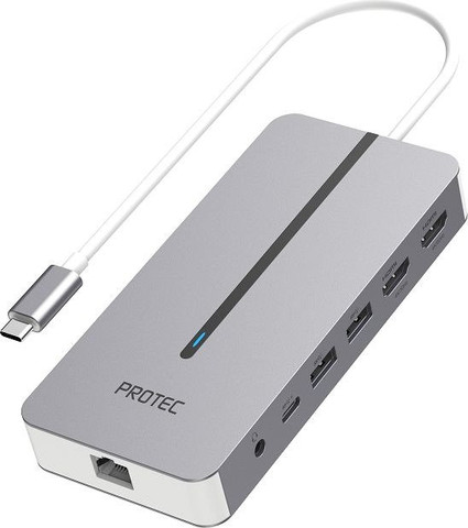 תחנת עגינה 7 ב-1 חיבור USB-C דגם מבית Protec - תואם מחשבי PC ו-Mac