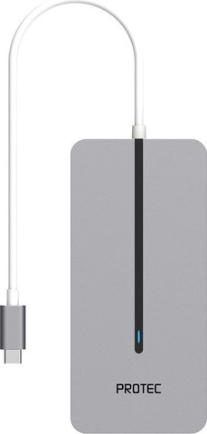 תחנת עגינה 7 ב-1 חיבור USB-C דגם מבית Protec - תואם מחשבי PC ו-Mac