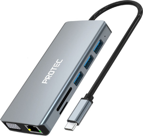 PROTEC DM300 – תחנת עגינה ומפצל Type-C 12 ב-1 עם HDMI כפול, רשת וטעינה מהירה