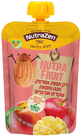 מחית תפוח, אפרסק, מנגו וחמאת שקדים אורגניים ללא גלוטן