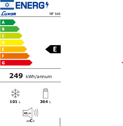 מקרר מקפיא עליון 465 ליטר Luxor לוקסור NF545 שחור