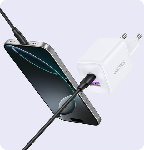 באנדל iPhone 17 Pro Max מטען קיר 30W + כיסוי MAGSAFE + זוג מגני מסך זכוכית לבן