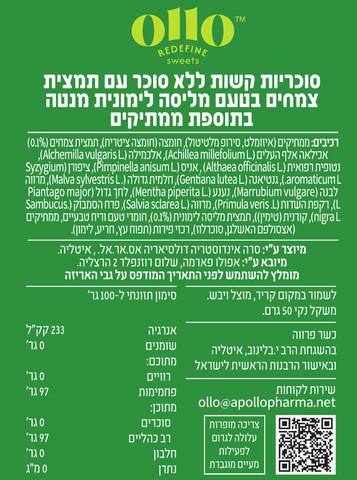 סוכריות קשות ללא סוכר מליסה לימונית מנטה
