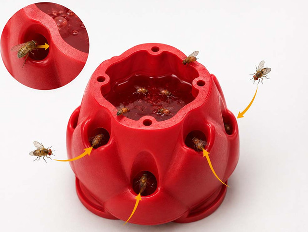 מלכודת לזבובי פירות Dragon Fruit – ערכה כפולה עם פיתיון ולוחות דבק