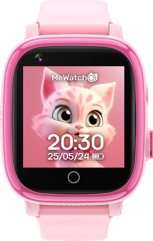 MeWatch L12 Prime Pink +  שעון חכם לילדים + רצועת בד שחורה + רצועת בד ורודה+ סים מובנה