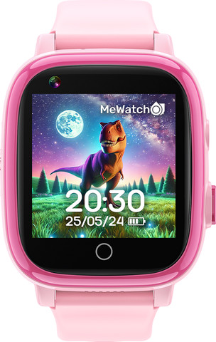 MeWatch L12 Prime Pink +  שעון חכם לילדים + רצועת בד שחורה + רצועת בד ורודה+ סים מובנה
