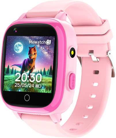 MeWatch L12 Prime Pink +  שעון חכם לילדים + רצועת בד שחורה + רצועת בד ורודה+ סים מובנה