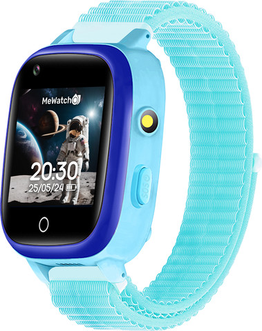 MeWatch L12 Prime Light Blue שעון חכם לילדים + רצועת בד שחורה רצועת בד תכלת+ סים מובנה GPS
