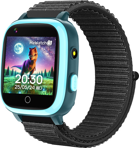 MeWatch L12 Prime Green and Blue שעון חכם לילדים + רצועת בד שחורה + רצועת בד ירוקה + סים מובנה LBS