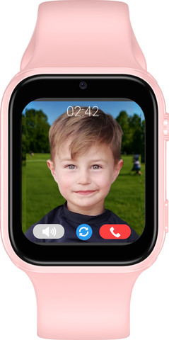 MeWatch K12 Light Pink שעון חכם לילדים + רצועת בד שחורה + רצועת בד ורודה + סים מובנה LBS