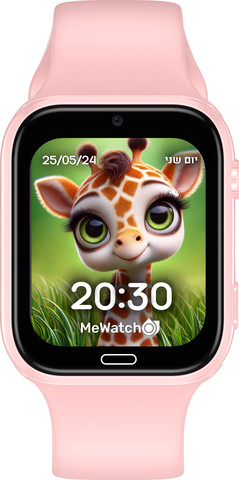 MeWatch K12 Light Pink שעון חכם לילדים + רצועת בד שחורה + רצועת בד ורודה + סים מובנה LBS