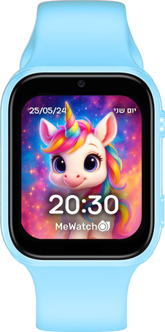 MeWatch K12 Light Blue שעון חכם לילדים + רצועת בד שחורה + רצועת בד כחולה + סים מובנה LBS