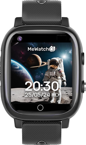 MeWatch L12 Prime Black + שעון חכם לילדים + רצועת בד שחורה + רצועת בד ורודה + סים מובנה