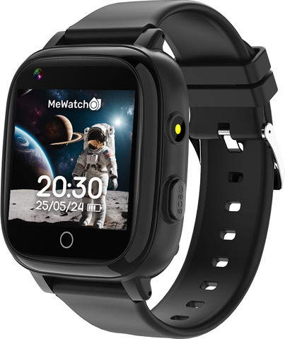 MeWatch L12 Prime Black + שעון חכם לילדים + רצועת בד שחורה + רצועת בד ורודה + סים מובנה