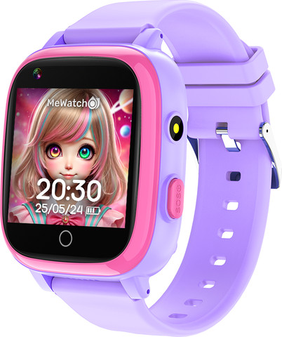 MeWatch L12 Prime Purple שעון חכם לילדים + רצועת בד סגולה + רצועת בד שחורה + סים מובנה LBS