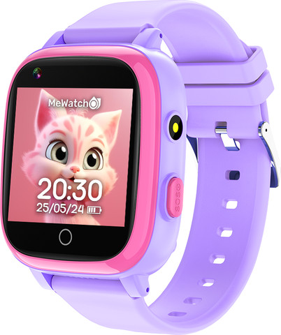 MeWatch L12 Prime Purple שעון חכם לילדים + רצועת בד סגולה + רצועת בד שחורה + סים מובנה LBS