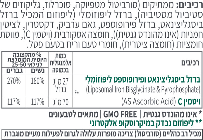 אבקת ברזל ליפוזומלי  Quick fe