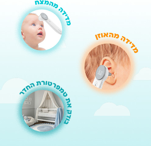 מד חום חדשני 2 ב-1 גם ללא מגע או למדידה באוזן