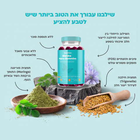 Biamba Mama Gummies סוכריות גומי שילוב של מורינגה וחילבה בטעם פירות יער