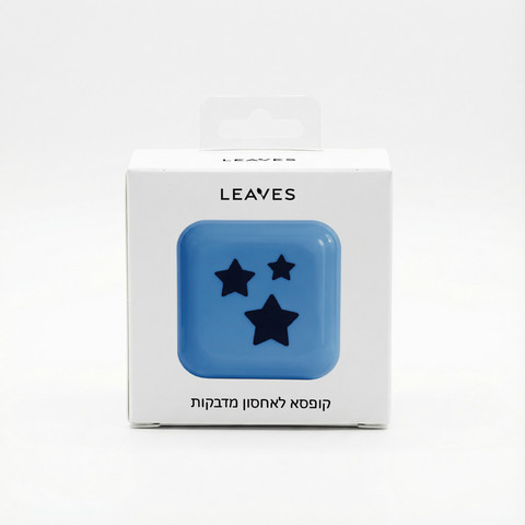 קופסא למדבקות - תכלת