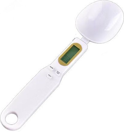 משקל כף מדידה למטבח, צג LCD, לבן