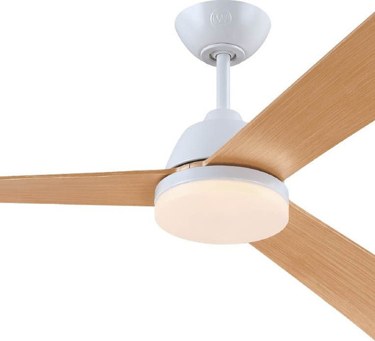 מאוורר תקרה חוץ 52" כולל תאורת 28W LED ושלט Westinghouse ווסטינגהאוס Ocean DC 52 - לבן/אלון