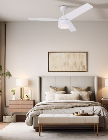 מאוורר תקרה 42" כולל תאורת 28W LED ושלט Westinghouse ווסטינגהאוס Talia DC 42 - לבן/אלון