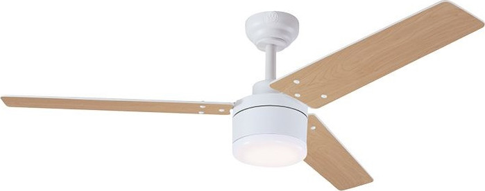 מאוורר תקרה 52" כולל תאורת 28W LED ושלט Westinghouse ווסטינגהאוס Talia DC 52 - לבן/אלון