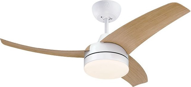 מאוורר תקרה 42" כולל תאורת 28W LED ושלט Westinghouse ווסטינגהאוס Longwood DC 42 - לבן/אלון