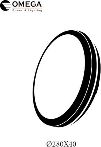 גוף תאורה צמוד תקרה 42W ‏Omega אומגה OM-MONO-42W-CCT-BK-S שחור
