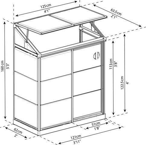 חממה ביתית 0.6x1.3 Lean To כסופה מבית - Canopia