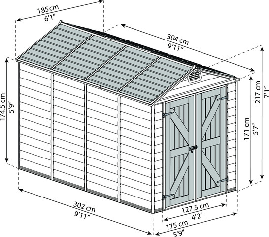 מחסן גינה 1.9X3 Skylight קרם מבית - Canopia