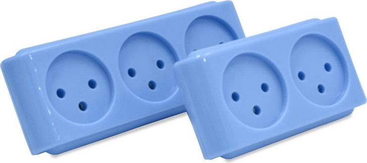סט מפצלי חשמל 3+2 יציאות בצבע כחול דגם T2T3BLUE