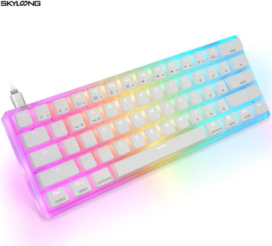 מקלדת גיימינג מכאנית חוטית Skyloong סקיילונג GK-61-WHITE