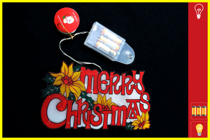 תאורה MERRY CRISMASE לד עם בטריה25*15